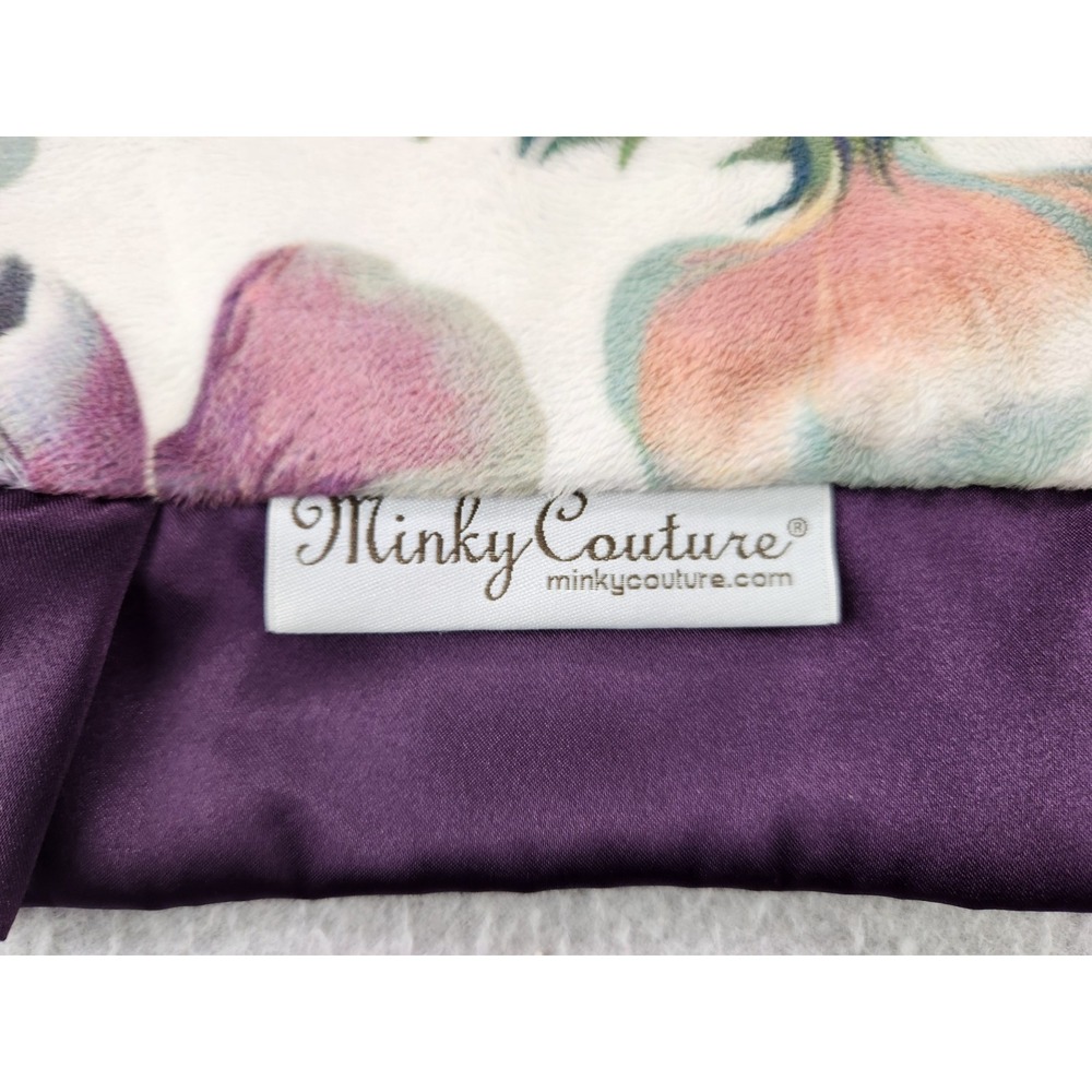 Minky Couture Ultra Plush‎ Mini Baby Security Blanket Purple Satin Trim 20"x12" - Picture 2 of 7